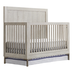 Pemberly Row Contemporary Wood Convertible Crib in Willow Gray Finish