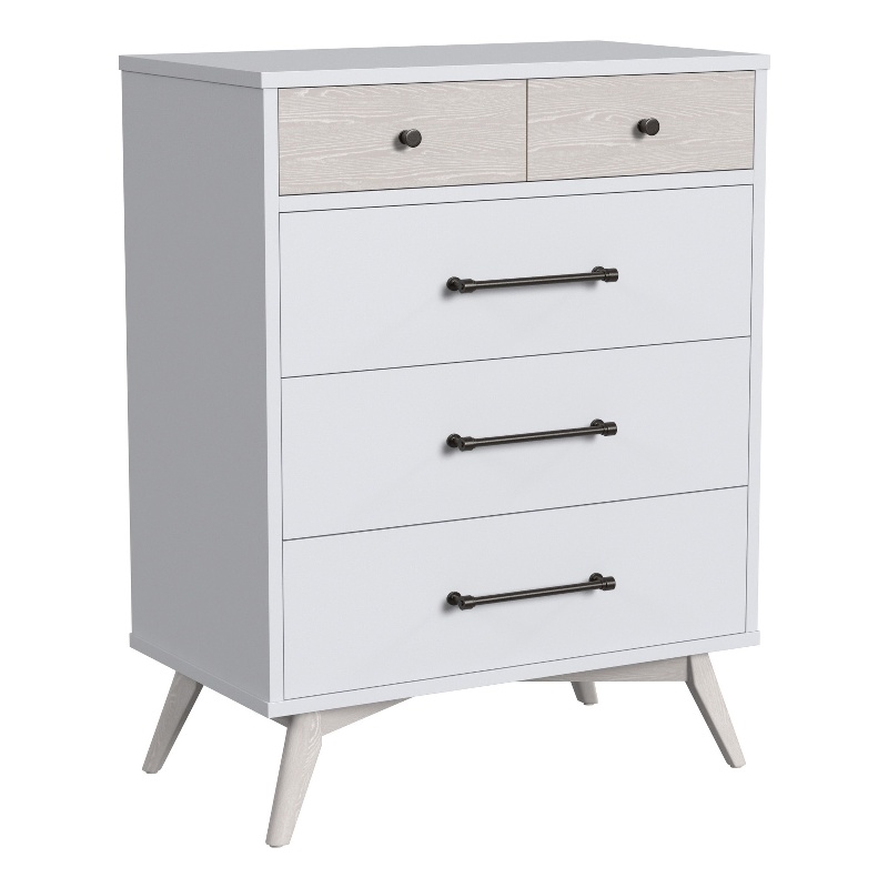 Pemberly Row Contemporary 4-Drawer Wood Chest in Ash Linen White Finish