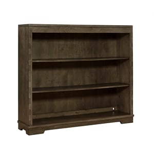 Pemberly Row Contemporary Solid Hardwood Bookcase in Graphite Gray