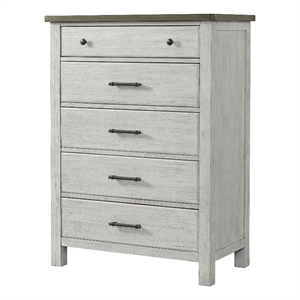 Pemberly Row Contemporary 5-Drawer Wood Chest in Weathered Washed Sierra