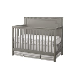Pemberly Row Contemporary Wood Convertible Crib Panel in Gray Finish