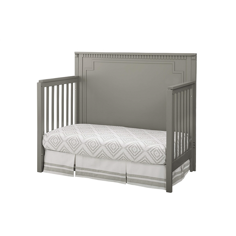 Pemberly Row Contemporary Wood Convertible Crib Panel in Gray Finish