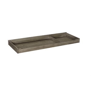 Pemberly Row Traditional Wood Changing Tray in Brushed Pewter
