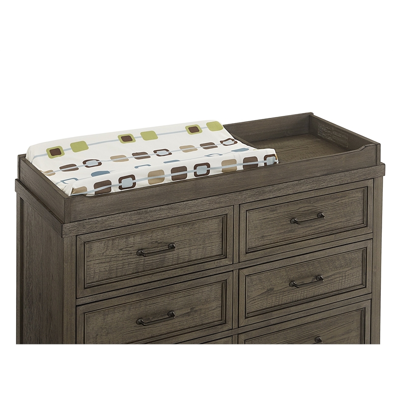 Pemberly Row Traditional Wood Changing Tray in Brushed Pewter