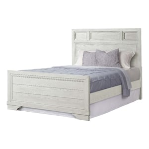 Pemberly Row Traditional Wood Complete Full Bed in White Dove
