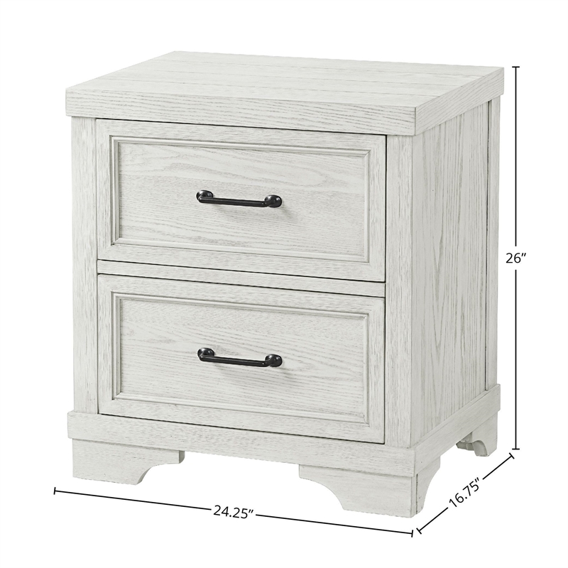 Pemberly Row 2-Drawer Traditional Wood Nightstand in White Dove