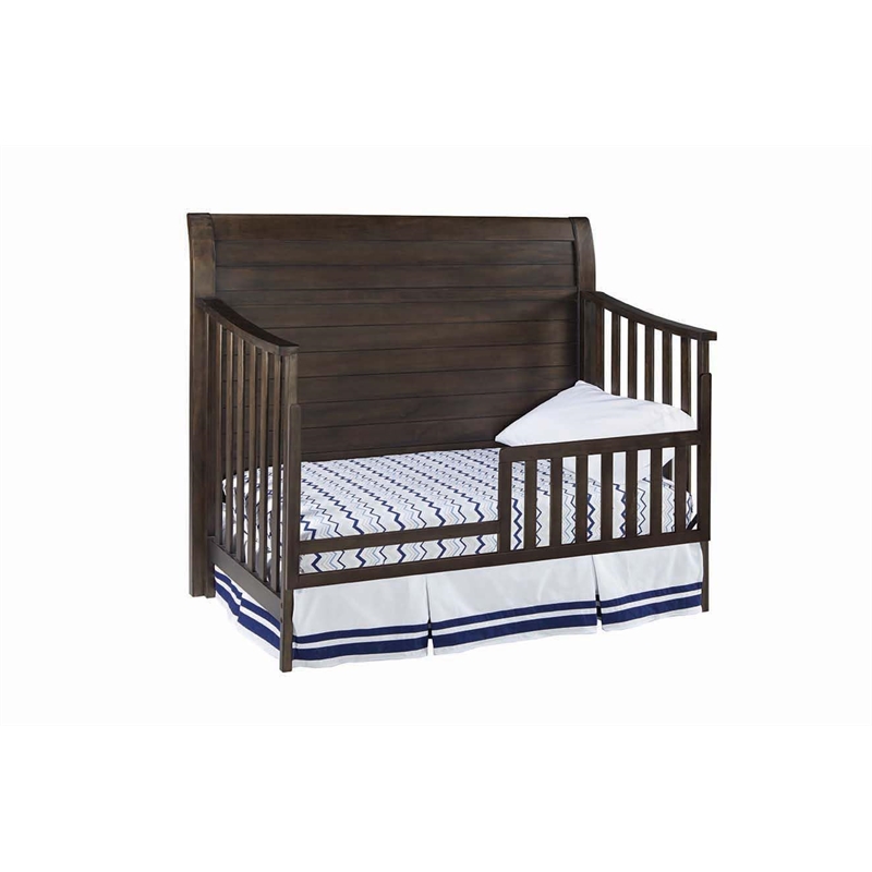 Pemberly Row Farmhouse Wood Toddler Guard Rail in River Rock Brown