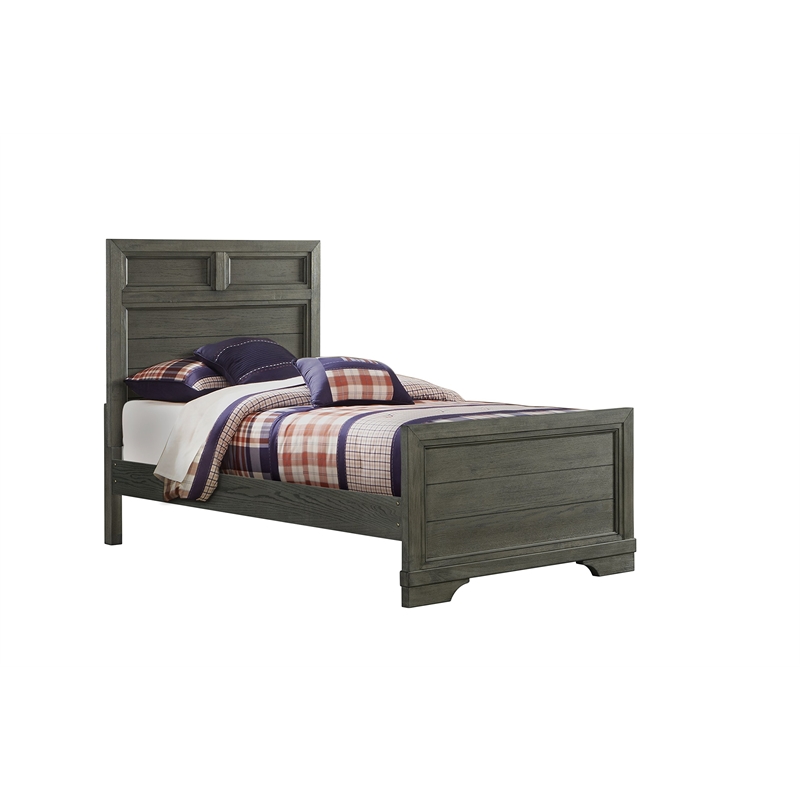 Pemberly Row Traditional Wood Complete Twin Bed in Brushed Pewter