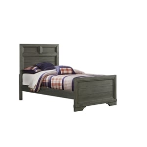 Pemberly Row Traditional Wood Complete Twin Bed in Brushed Pewter