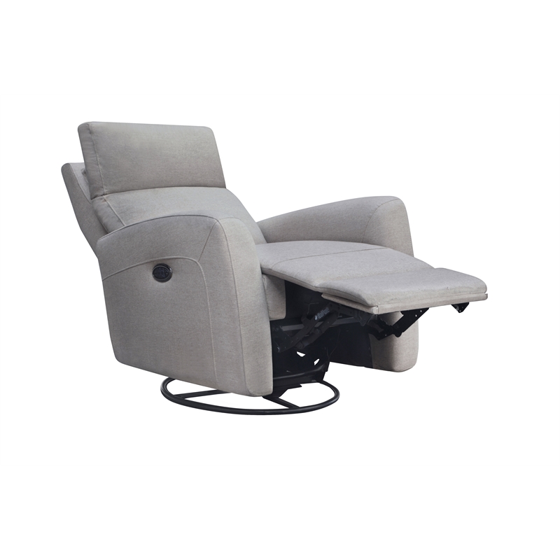 Pemberly Row Fabric Triple Power Swivel Glider and Recliner in Fog Gray