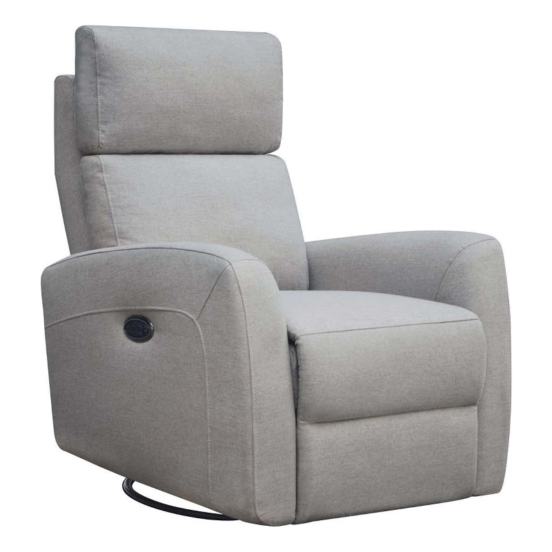 Pemberly Row Fabric Triple Power Swivel Glider and Recliner in Fog Gray
