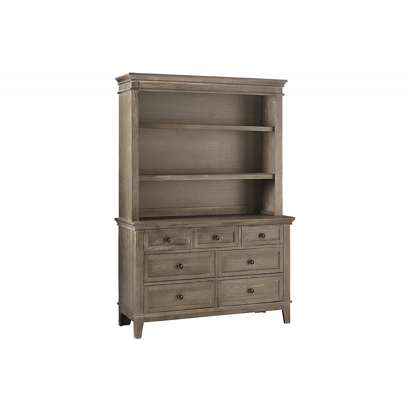 Pemberly Row Traditional Solid Hardwood Bookcase in Sandwash Gray