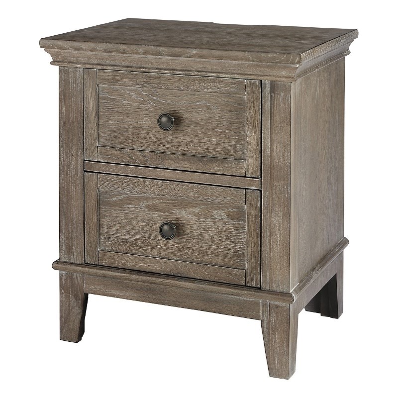 Pemberly Row 2-Drawer Traditional Wood Nightstand in Sandwash Gray