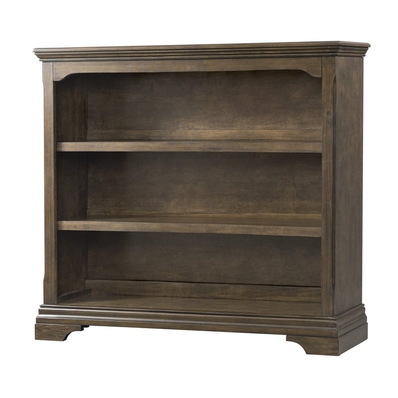 Pemberly Row Traditional Solid Hardwood Bookcase in RoseSolid Hardwood Brown