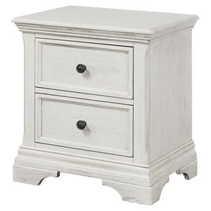 Pemberly Row 2-Drawer Traditional Wood Nightstand in Brushed White