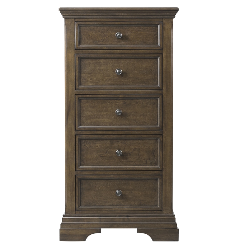 Pemberly Row Traditional Solid Hardwood Pier Chest in RoseSolid Hardwood Brown