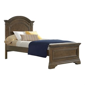 Pemberly Row Traditional Wood Complete Twin Bed in Rosewood Brown