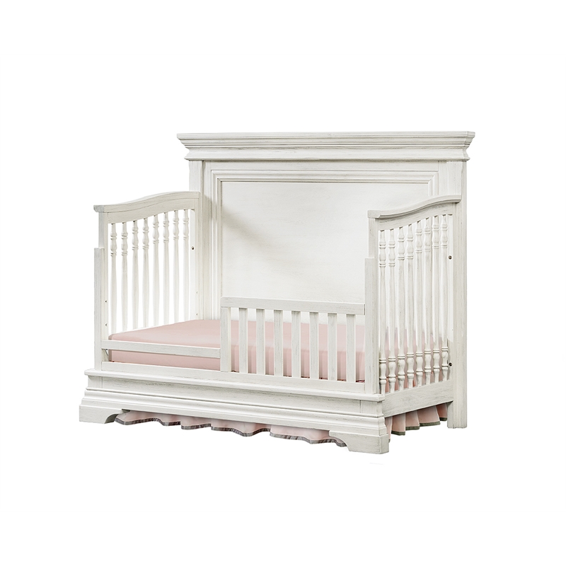 Pemberly Row Traditional Wood Toddler Guard Rail in Brushed White
