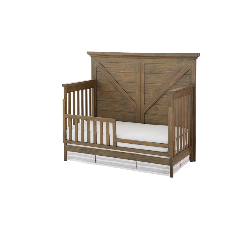 Pemberly Row Traditional Toddler Guard Rail in Harvest Brown Finish
