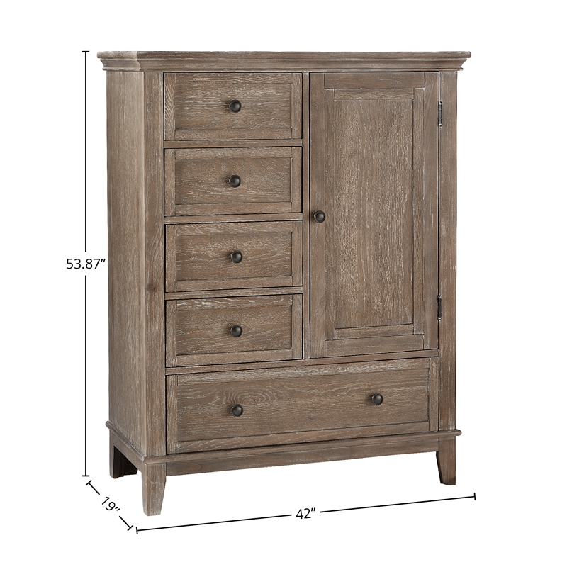 Pemberly Row Traditional Solid Hardwood Chifferobe in Sandwash
