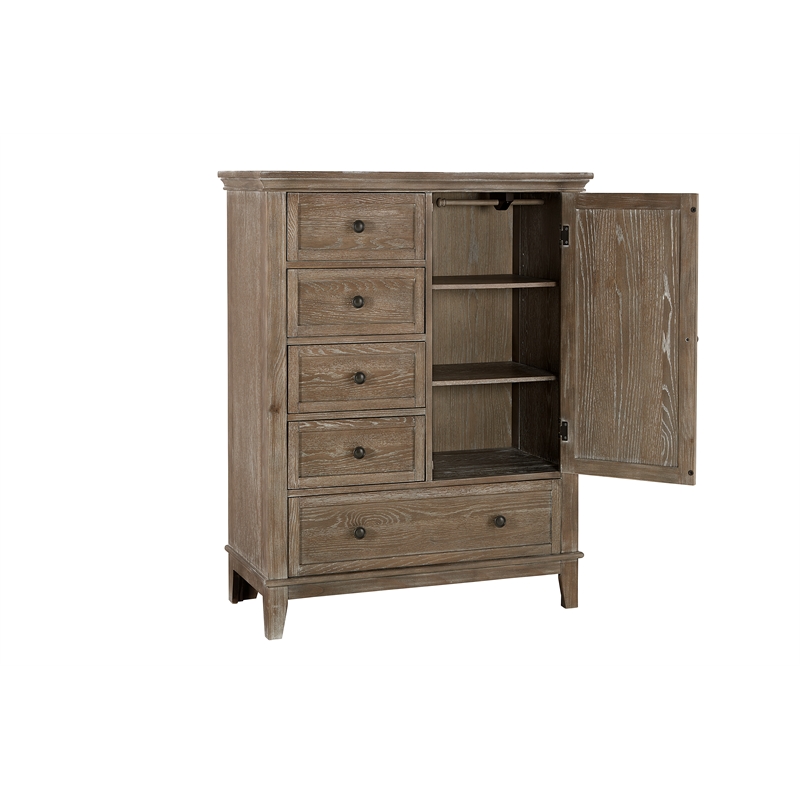 Pemberly Row Traditional Solid Hardwood Chifferobe in Sandwash
