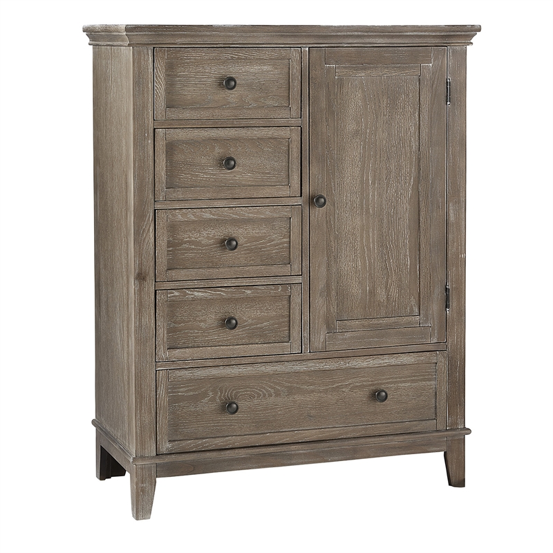 Pemberly Row Traditional Solid Hardwood Chifferobe in Sandwash