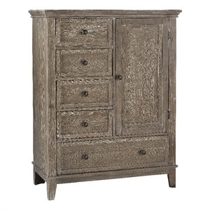 Pemberly Row Traditional Solid Hardwood Chifferobe in Sandwash