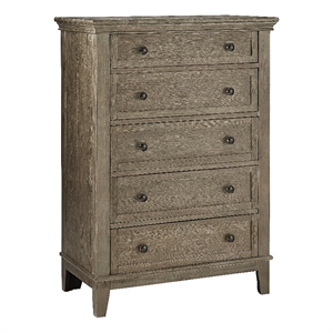 Pemberly Row Solid Hardwood Traditional 5-Drawer Chest in Sandwash