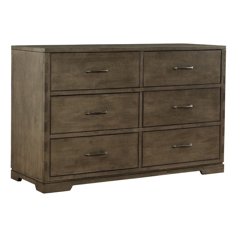 Pemberly Row Contemporary Dovetail 6-Drawer Dresser in Graphite