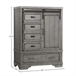 Pemberly Row Traditional Solid Hardwood Chifferobe in Brushed Pewter