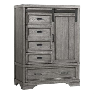 Pemberly Row Traditional Solid Hardwood Chifferobe in Brushed Pewter