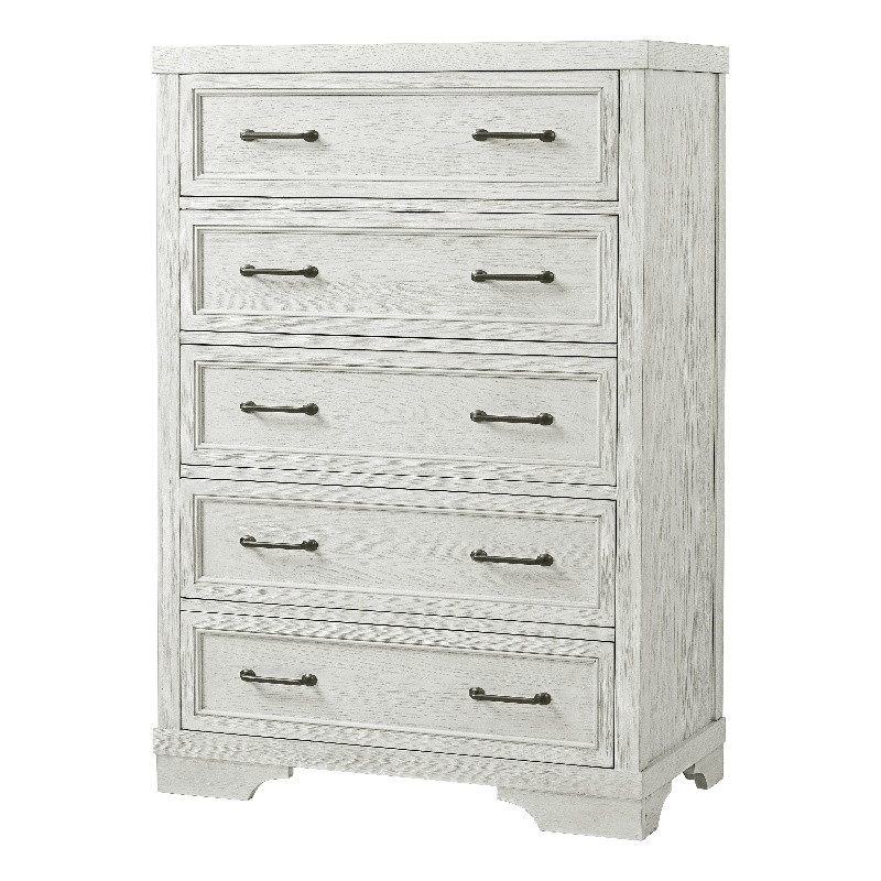Pemberly Row Solid Hardwood Traditional 5-Drawer Chest in White Dove