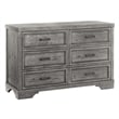 Pemberly Row Traditional 6-Drawer Wood Dresser in Brushed Pewter