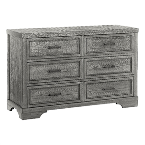 Pemberly Row Traditional 6-Drawer Wood Dresser in Brushed Pewter