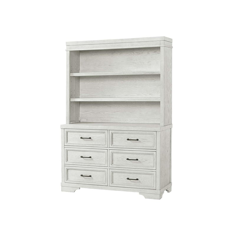 Pemberly Row Traditional 6-Drawer Wood Dresser in White Dove