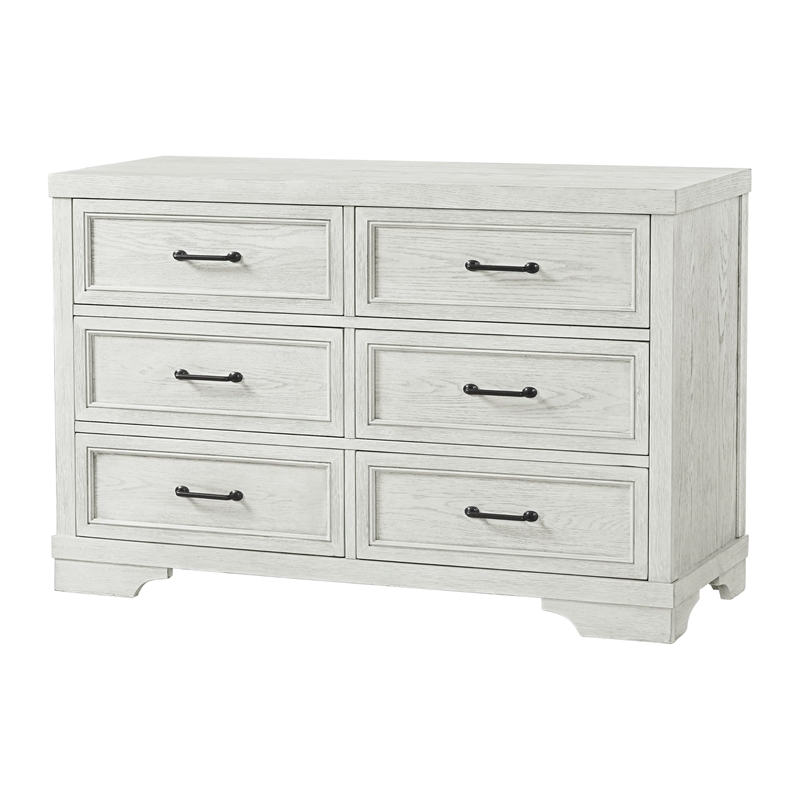 Pemberly Row Traditional 6-Drawer Wood Dresser in White Dove