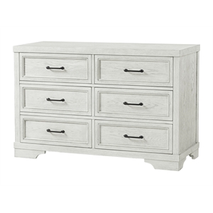 Pemberly Row Traditional 6-Drawer Wood Dresser in White Dove