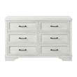 Pemberly Row Traditional 6-Drawer Wood Dresser in White Dove