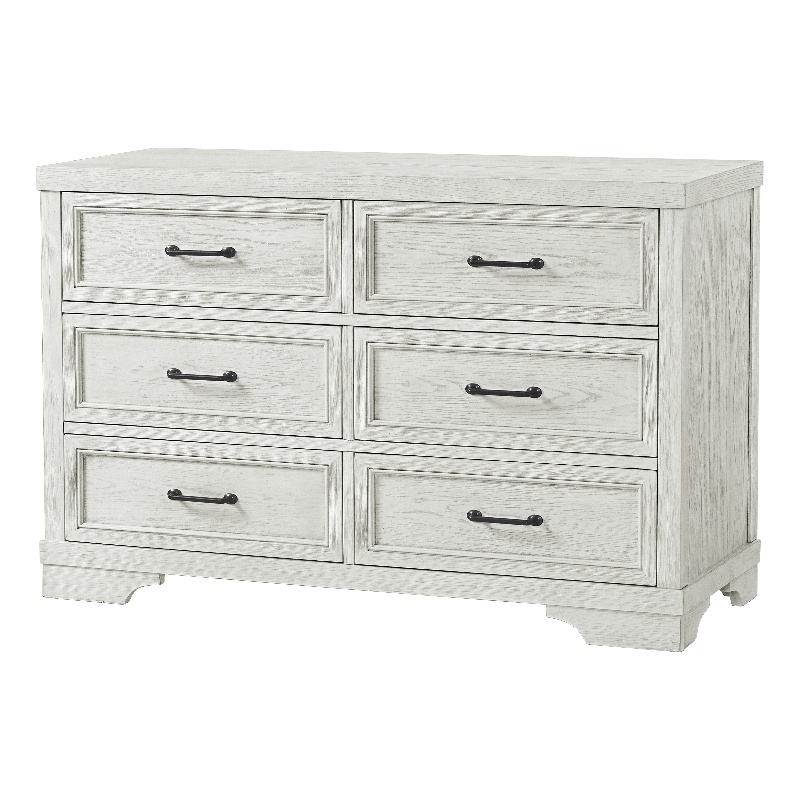 Pemberly Row Traditional 6-Drawer Wood Dresser in White Dove