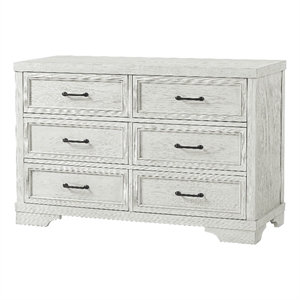 Pemberly Row Traditional 6-Drawer Wood Dresser in White Dove