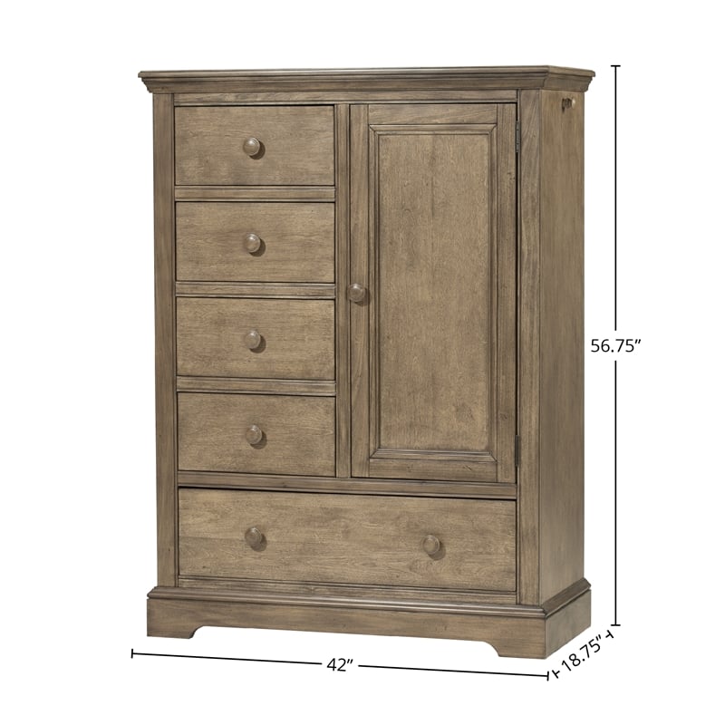 Pemberly Row Traditional Solid Hardwood Chifferobe in Cashew