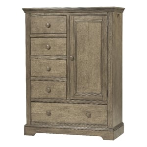 Pemberly Row Traditional Solid Hardwood Chifferobe in Cashew