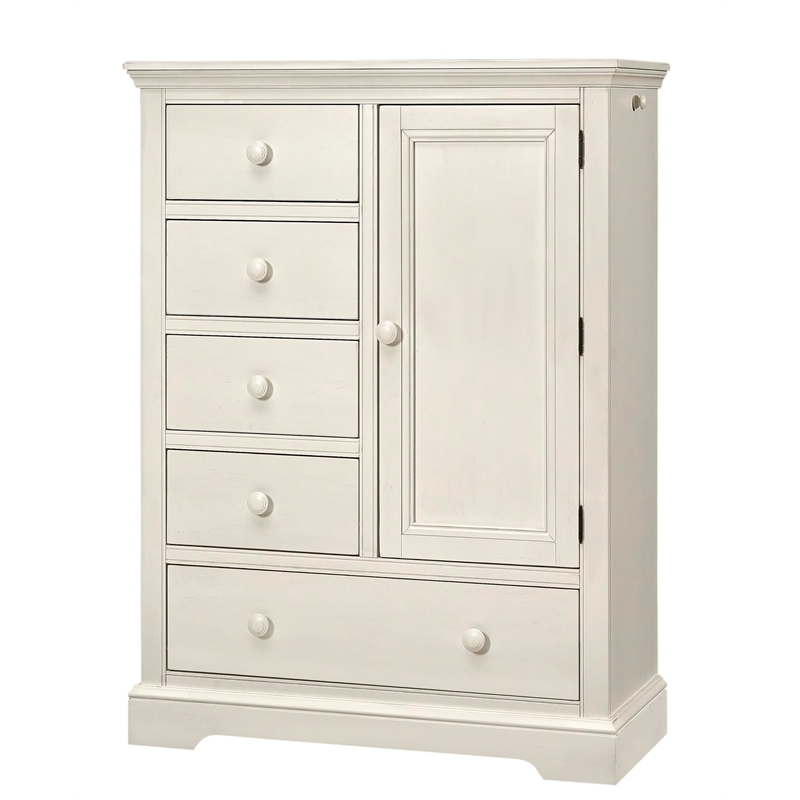 Pemberly Row Traditional Solid Hardwood Chifferobe in Chalk White