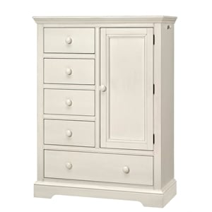 Pemberly Row Traditional Solid Hardwood Chifferobe in Chalk White