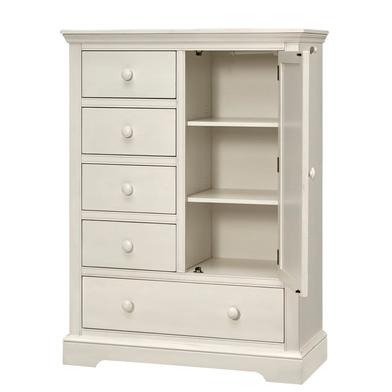Pemberly Row Traditional Solid Hardwood Chifferobe in Chalk White
