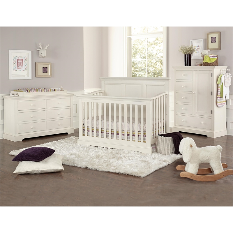 Pemberly Row Traditional Solid Hardwood Chifferobe in Chalk White