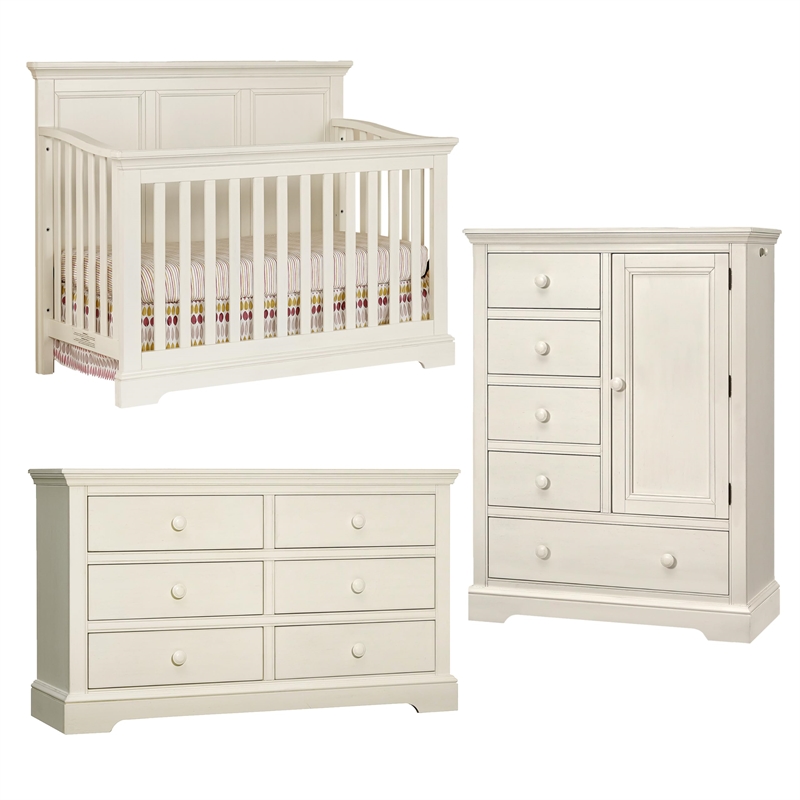 Pemberly Row Traditional Solid Hardwood Chifferobe in Chalk White
