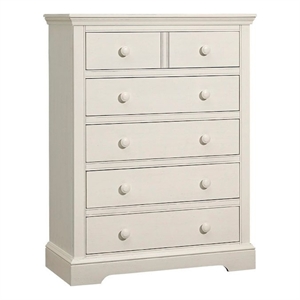 Pemberly Row Solid Hardwood Contemporary 5-Drawer Chest in Chalk