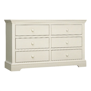 Pemberly Row Solid Hardwood Contemporary 6-Drawer Dresser in Chalk