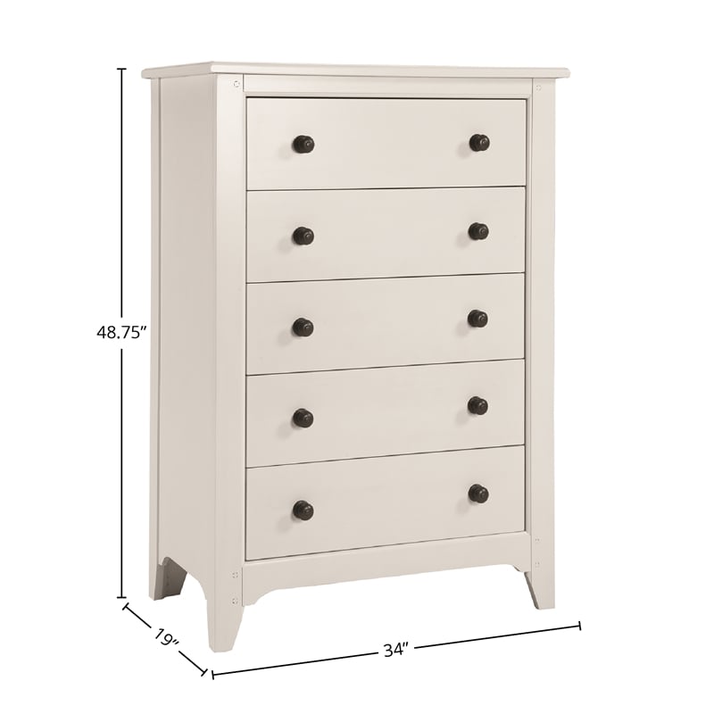 Pemberly Row Wood Contemporary 5-Drawer Chest in Sea Shell Finish